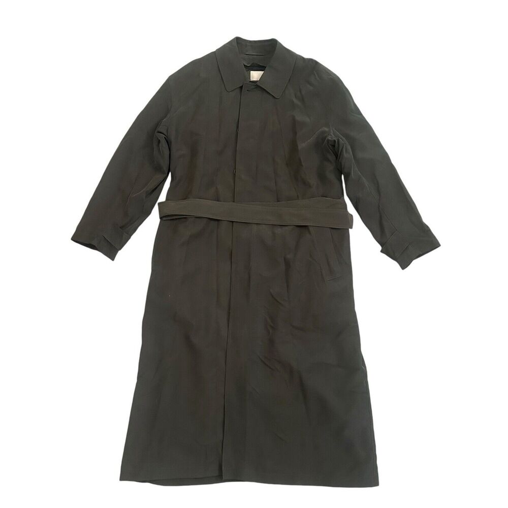 Vintage Drizzle Long Overcoat Removable Wool Lining  Size 42R Made In USA Y2K